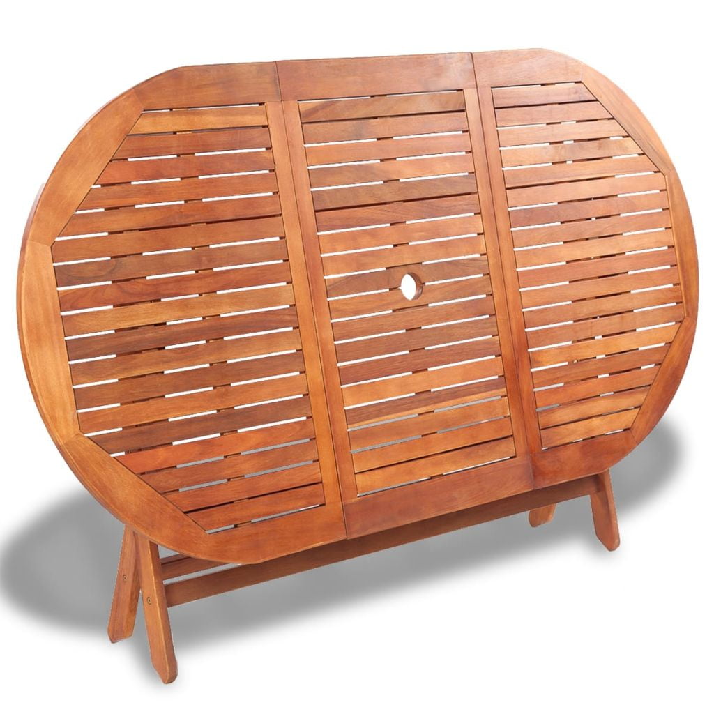 Kepooman 62" Garden Oval Foldable Solid Wood Dining Table for Indoor & Outdoor, Brown Kepooman 62" Garden Oval Foldable Solid Wood Dining Table for Indoor & Outdoor, Brown