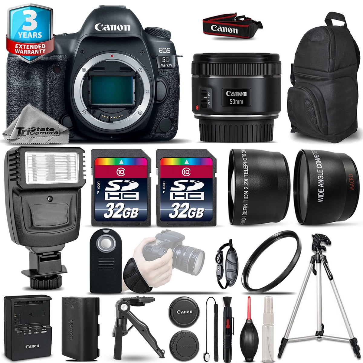 Canon EOS 5D Mark IV Full Frame DSLR Camera Bundle with 50mm 1.8