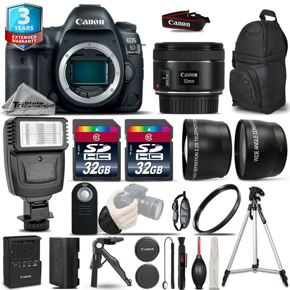Canon EOS 5D Mark IV Camera   50mm - 3 Lens Kit   Flash   64GB   2yr Warranty