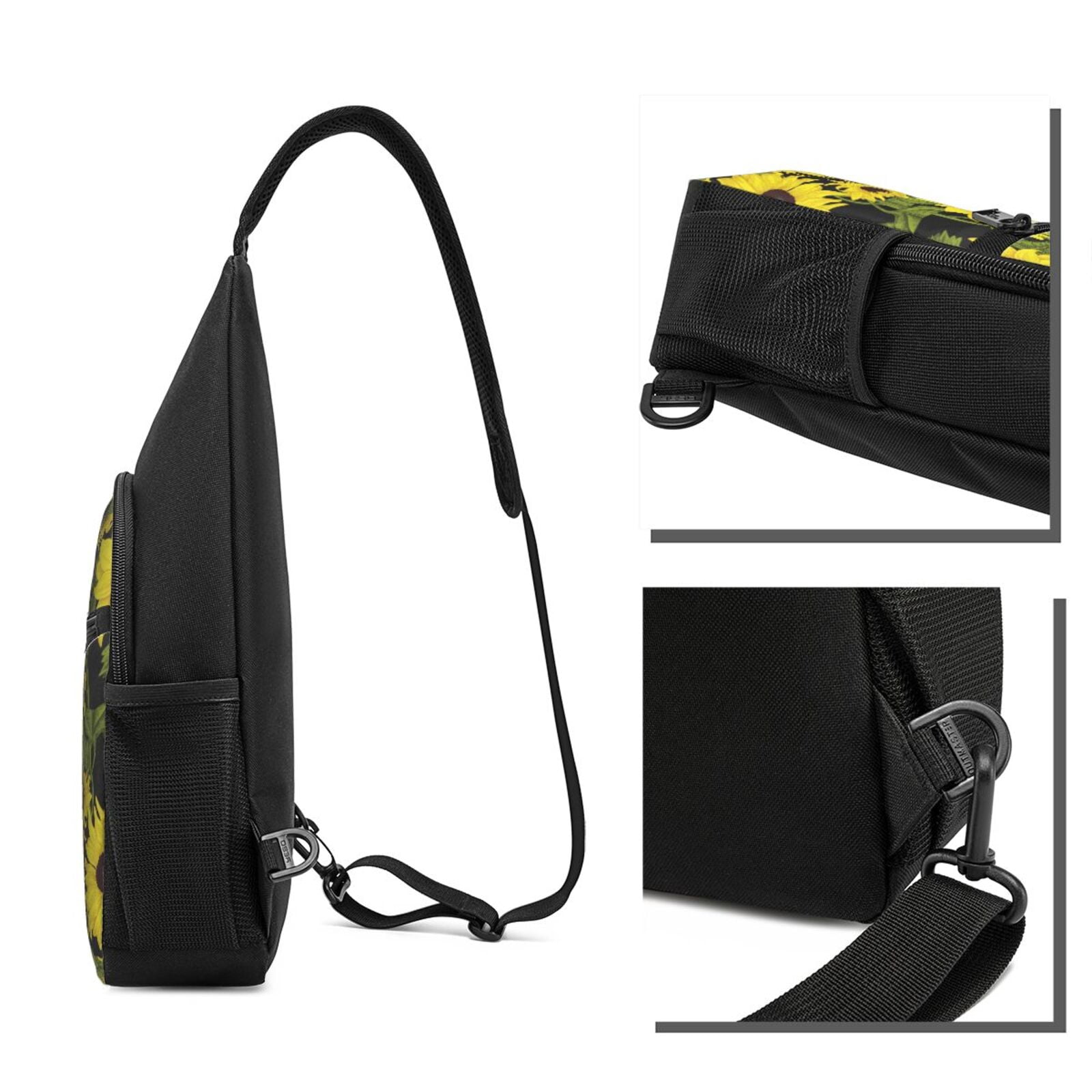 Xecao's Sunflowers In Vintage Print Sling Bag: A Versatile Chest, Shoulder, and Crossbody Backpack for Casual Days Out, Perfect for Both Men and Women