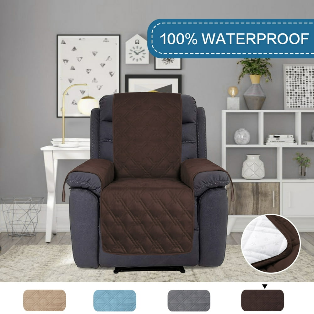H.VERSAILTEX 1Piece 100 Waterproof Reversible Quilted Recliner Pet Cover Protector, Brown