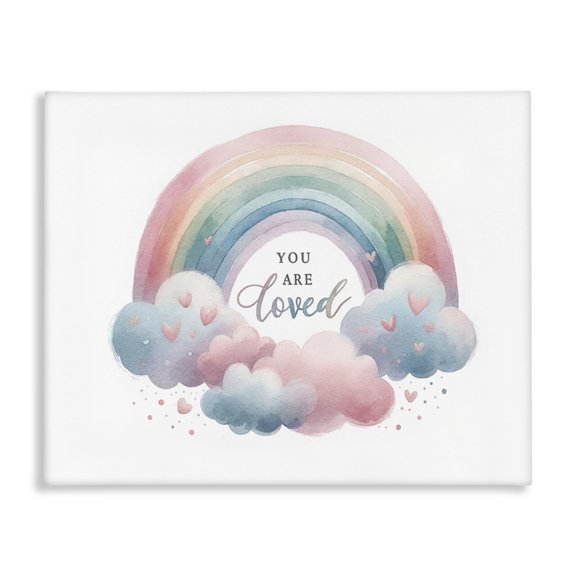 Stupell Industries Contemporary Loved with Pastel Rainbow Canvas Art, 30 x 24, by Amanda Greenwood