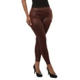 thumbnail image 5 of High Waist Scrunch Butt PU Faux Leather Leggings - Chocolate Brown, 5 of 9