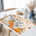 thumbnail image 3 of Hello Fall Placemats Set of 4 Thanksgiving Orange White Pumpkin Heat Insulated Linen Place Mats, Washable Stain-Proof Table Mats for Dining Tables Holiday Decor 13x19inch, 3 of 9