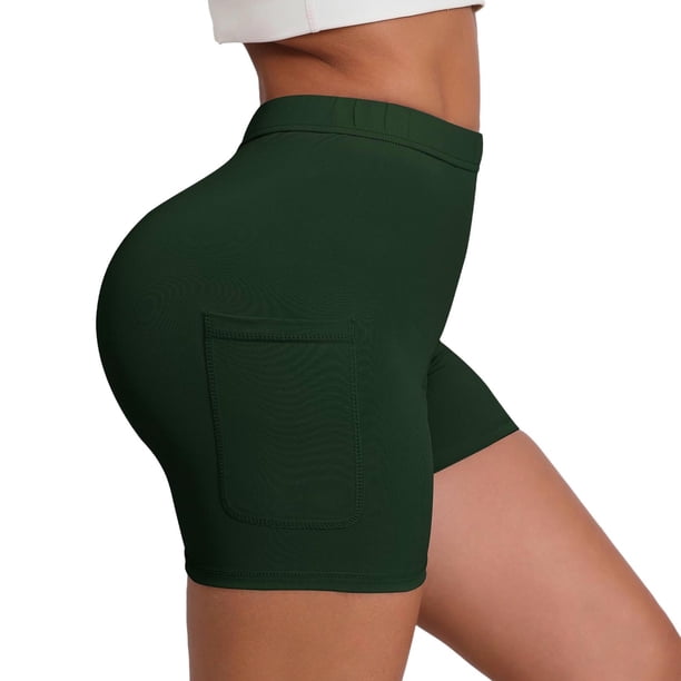 Pantalones Elásticos de Cintura para Mujeres Color Sólido Pantalones Cortos de Yoga de Cintura Alta Pantalones Delgados de Verano Casual