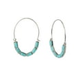 thumbnail image 3 of Time and Tru Women's Silver Tone Faux Turquoise Baguette Hoop Earrings, 3 of 4
