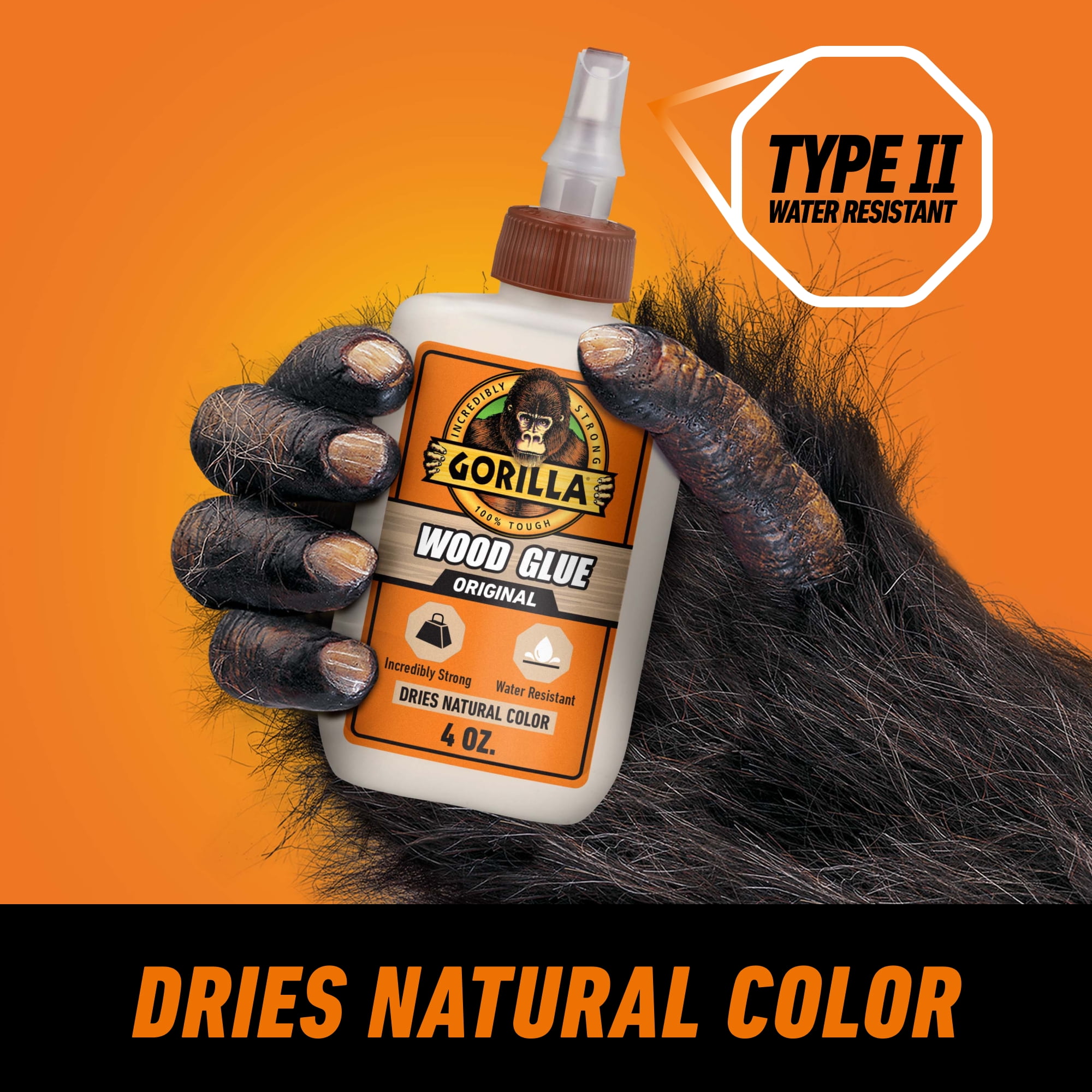(2 pack) Gorilla Wood Glue Natural Wood Color, 4 ounce Bottle