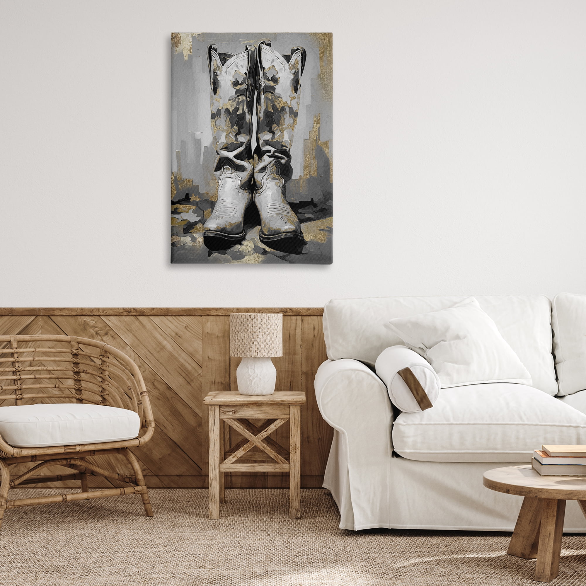 Stupell Industries Glam Streaked Boots Beauty & Fashion Painting Gallery Wrapped Canvas Art Print Wall Art, 24 x 36