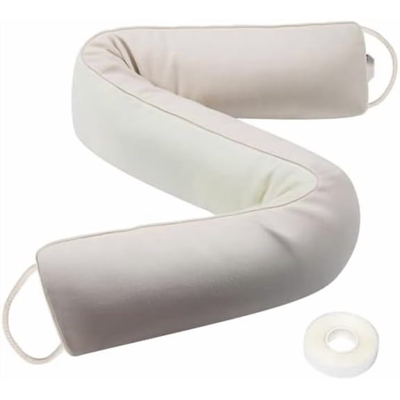 Door Draft Stopper 32 Inch-Beige, Sound Proof Door Snake Draft Insulation Stopper with Hook Loops Weighted Blocker
