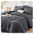 thumbnail image 2 of TiaGOC Full Size Comforter Sets Seersucker 7 Pieces, All Season Luxury Bed in a Bag for Bedroom, Bedding Set with Comforters, Sheets, Pillowcases & Shams, Dark Grey, 2 of 9