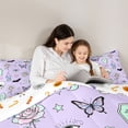 thumbnail image 4 of Homewish Goth Coffin Skull Twin Bedding for Kids, Lavender Rose Butterfly Bat Bedding Comforter Set, Halloween Reversible, 7pcs, 4 of 7