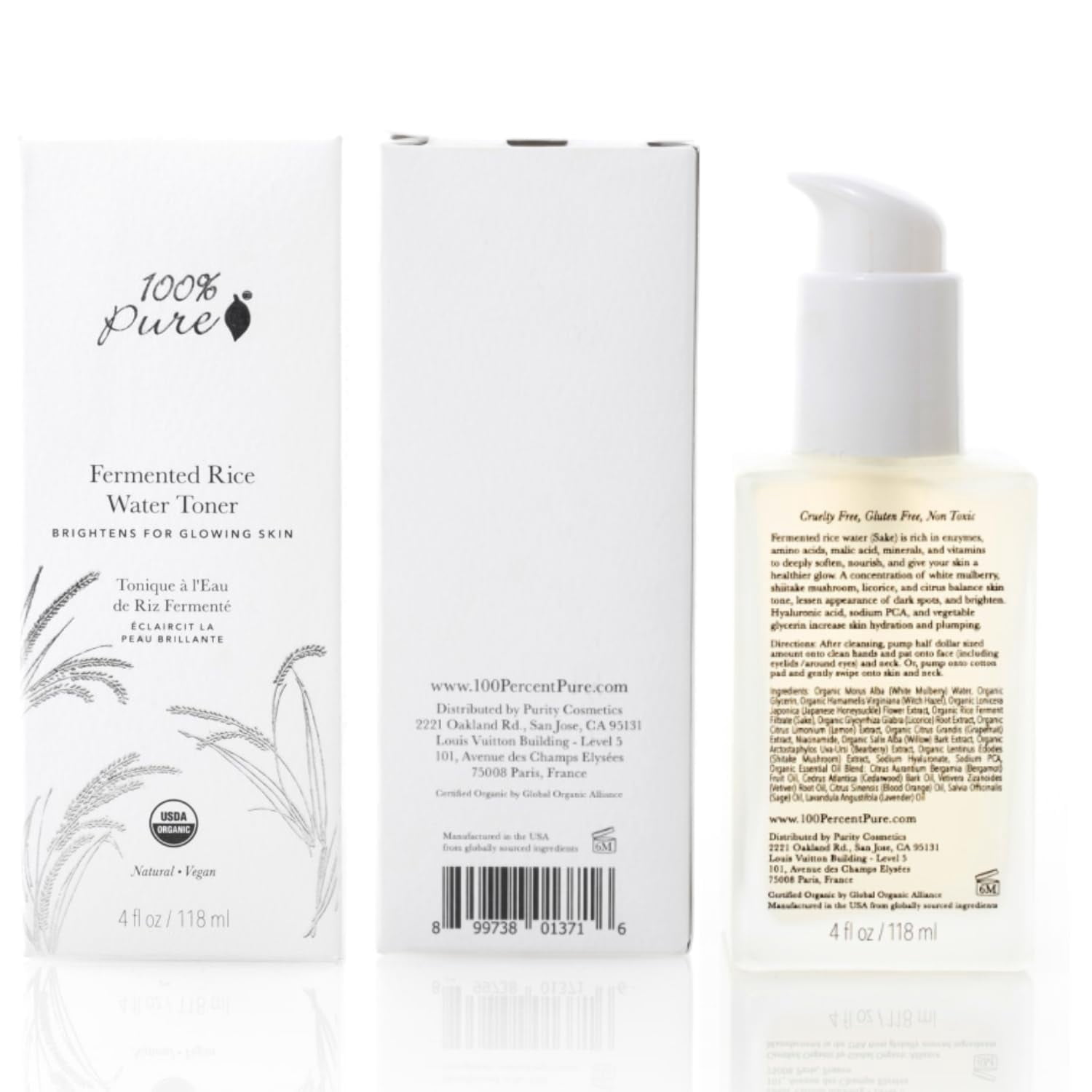 100% PURE Fermented Rice Water Brightening Toner, 3.3 fl oz (100 ml)