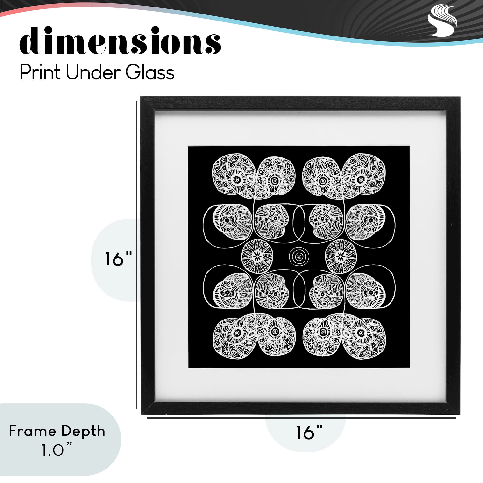 Stupell Industries Detailed Rounded Elementals Black Framed Print Under Glass, design by El Perkin