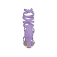 thumbnail image 2 of BLISSFUL STEP Women's Sandals Solid Color Mid Block Heels Lace up Sandals Purple 8, 2 of 8