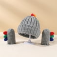 thumbnail image 4 of Mrzhqd Baby Mittens Set Girls Boys Toddler Winter Warm Knit Cute Gloves Hat Warmer Set For 0-3 Years, 4 of 5