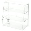 Plymor Acrylic Slant-Front Locking Display Case with 2 Flat Shelves, 13.75" H x 14" W x 7.75" D