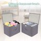 thumbnail image 2 of Juego de 2 Cajas de Almacenamiento Lavables, Almacenamiento de Ropa Plegable, Caja de Almacenamiento de Tela con Tapas y Asas para el hogar, Oficina, Armario, Dormitorio 38*25*25cm Gris, 2 of 8