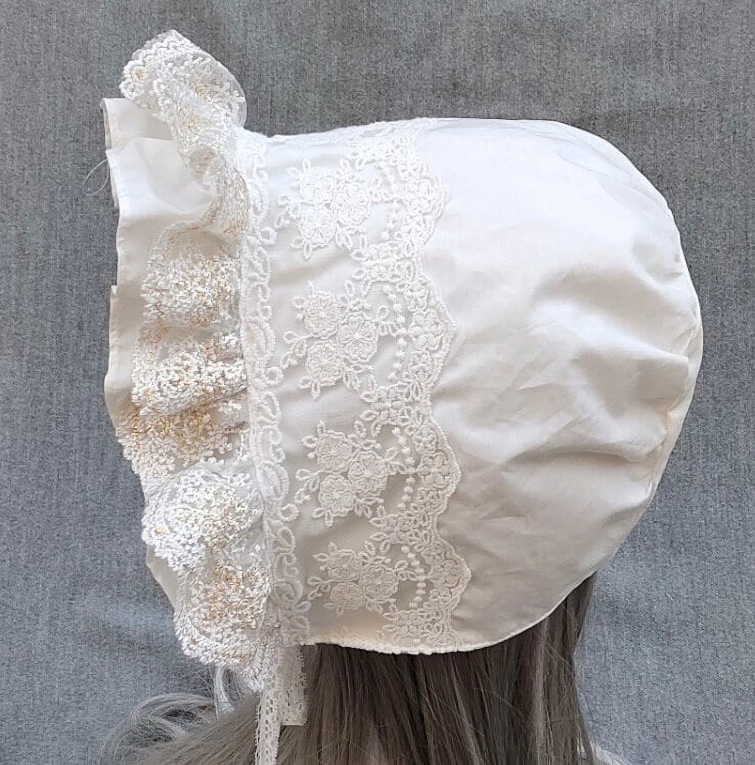 COCOpeaunt Medieval Vintage Maid Cosplay Pumpkin Cotton Cap Lace-up Adjustable Hat Women Girls Lolita Lace Bonnet Ruffled Hat Beanies Cap