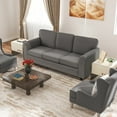 thumbnail image 4 of Spaco Upholstered Teddy Velvet 3-Seat Sofa with Comfy Back Pillows, Spacious Sofa, Gray, 4 of 6