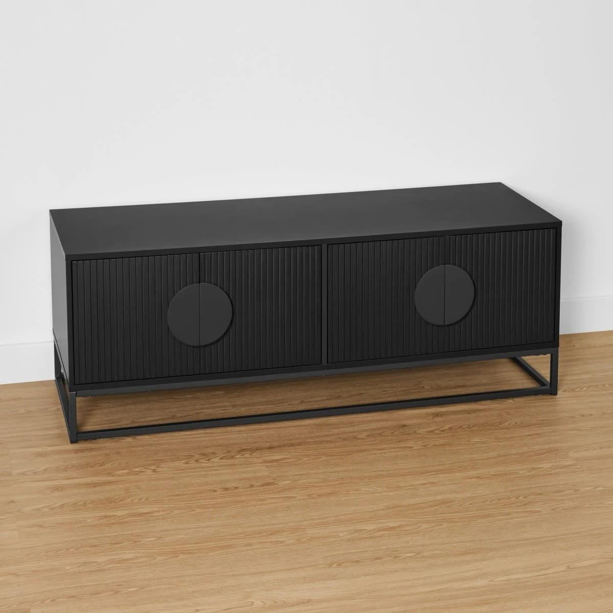 Anko Modern Ribbed Entmt Unit - Black