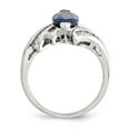 thumbnail image 2 of Sterling Silver Rhodium-plated Synthetic Blue Sapphire & Cubic Zirconia Marquise Ring, 2 of 3