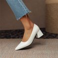 thumbnail image 4 of Vedolay Womens Heels Womenâs Low Block Heels Closed Toe Dress Pumps Shoes(White,8), 4 of 5