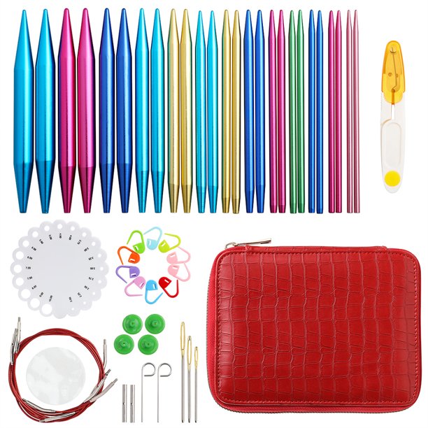 Kit de agujas circulares de aluminio intercambiable DQrwqpou 13pail con accesorios
