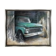 thumbnail image 3 of Stupell Industries Weathered Country Barn Vintage Green Pickup Truck Painting Luster Gray Floating Framed Canvas Print Wall Art, Design by White Ladder, 3 of 5
