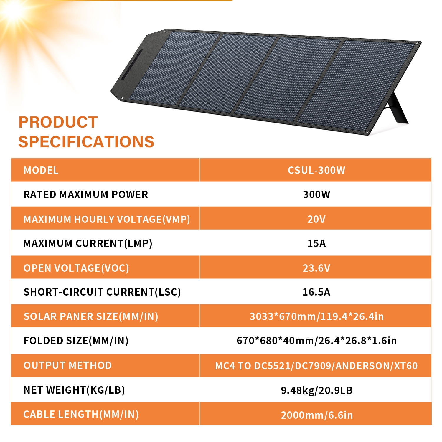 LVYUAN 300 Watt Solar Panel Foldable Solar Charger with Adjustable Kickstands, Portable IP67 Waterproof for Camping,  Home, RV, Outdoor, Power Station, off Grid