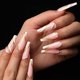 thumbnail image 1 of 24 piezas Prensa en uñas largas, diamantes de imitación 3d, uñas postizas de ataúd con diseño, pegamento brillante en las uñas, uñas postizas con pegamento para mujeres (azul),11 Feliz Sencillez, 1 of 5