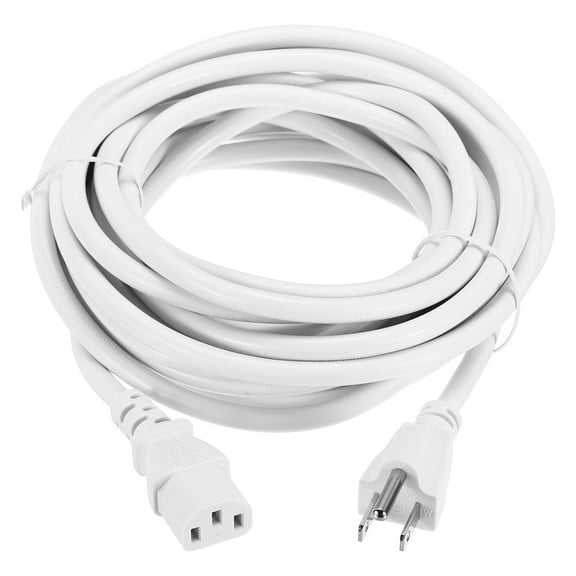 Uxcell 20ft 18 AWG White 18/3 Universal Power Cord C13 to NEMA 5-15P 10A 125V 3-Prong Extension Power Cord