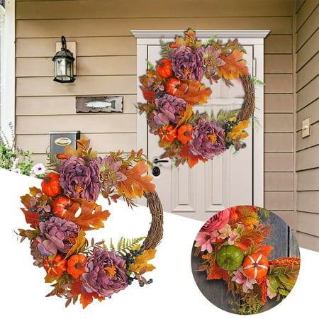 

Large Wreaths For Front Door Tea Leaves For Front Door Front Door Outdoor Entrance Peony And Pumpkin Wreath Flower Home Outdoor Courtyard Atmosphere Dried Flower Wreath