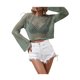 thumbnail image 2 of Txlixc Prendas de Punto de Lana para Mujer, Jersey de Punto de Manga Larga con Cuello Redondo de Malla de Color sólido para Damas, 5 Colores Txlixc Estilo de ocio, 2 of 8