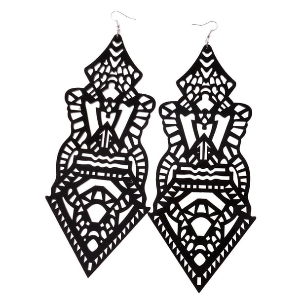 1 par de pendientes acrílicos estilo punk de gran tamaño para mujer, estilo hip-hop y discoteca. Negro