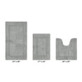 thumbnail image 2 of Better Trends Bathroom Rugs 3 Piece Set 100% Cotton Bath Rug Soft Water Absorbent Reversible, Machine Washable for Bathroom Decor U Shap Toilet Base Contour Mat Silver Lux Collection, 2 of 4