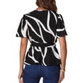 thumbnail image 3 of INSPIRE CHIC Women's Ruffle Top Wrap V Neck Elastic Waist Belt Elegant Chic Blouse XS Black, 3 of 6