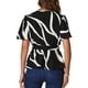 thumbnail image 3 of INSPIRAR CHIC Blusa Elegante con Volantes para Mujer, Cierre en V, Cintura Elástica, Cinturón, Color Negro, 3 of 6