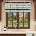 thumbnail image 6 of 2 Pack Valances for Window, Khaki Striped Short Curtains for Kitchen Bedroom Living Room, Navy Blue Farmhouse Stripes Modern Abstract Art Rod Pocket Small Window Treatment Valance Drapes 42 x 18 Inch, 6 of 8