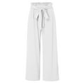 thumbnail image 3 of NAISIBABY Girls Pants, Wide Leg Loose Pleated Smocked High Waist Cotton Linen Casual Trousers White 4T, 3 of 8