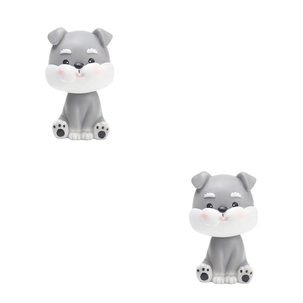 Kearding Dibujos animados lindo perro coche sacudiendo la cabeza muñeca Bulldog coche salpicadero Decoración 2piezas schnauzer