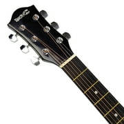 طقم جيتار صوتي Dreadnought كامل الحجم باللون الأسود من RockJam مع موالف وحقيبة وحامل ودروس