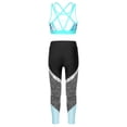 thumbnail image 2 of YEAHDOR Kids Girls Sleeveless Printed Crop Top with Leggings Athletic Outfit Set Dance Gym Sports Suit Leaf&Light Blue 6, 2 of 7