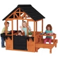 thumbnail image 1 of Qaba Maisonnette de Jeu Extérieure en Bois pour Enfants avec Table et Bancs pour 3 à 8 Ans, 1 of 10