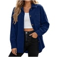 thumbnail image 2 of ClodeEU Women's Oversized Corduroy Shacket,Lapel Collar Long Sleeve Button Down Shirt Jacket,Casual Fall Winter Outerwear ,Women's Plus XXL, 2 of 7