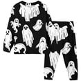 thumbnail image 2 of JCCXIN Child Girls Pajamas Halloween Sleepwear Long Sleeve Crew Neck Top And Pants 2 PC Sleep Set Ghost Graphic Soft Fall Winter Casual Daily Homewear Comfort Nightwear,Black,2-3 Years, 2 of 4