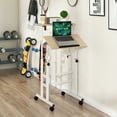 thumbnail image 3 of Giantex Mobile Standing Desk, Height Adjustable Sit to Stand Desk, Portable Laptop Desk, 2-Tier Computer Workstation for Home Office, Natural, 3 of 9