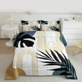thumbnail image 2 of Homewish Gold Stripes Lines Queen Comforter Set,Retro Boho Geometric Bedding Sets,Plam Monstera Leaf Bedding Comforter Set For Teens,Luxury Bedroom Decor Reversible,3 Pieces, 2 of 8