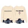 thumbnail image 5 of Womens Freedom Sweatshirt Classic Letter Printed Crewneck Long Sleeve Patriotic Pullover Athletic Top Stylish Casual Comfort Fit Daily Wear, 5 of 6