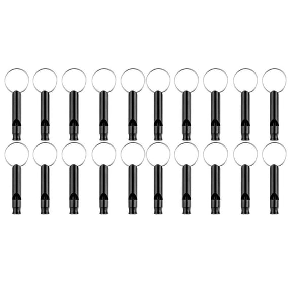 SENLLEO 20 Pack Aluminum Whistle, Sports Whistle, Emergency Survival Whistles with Key Chain,Black