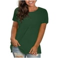 thumbnail image 2 of Txenfivo Womens T Shirts Short Sleeve Crewneck Loose Summer Tees Basic Tops for Women Trendy Casual Jersey T-Shirts Cotton Blouses, Army Green, L-4XL, 2 of 6
